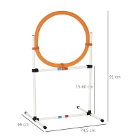 PawHut Hundetrainingsset Springring für Haustier-Agility-Training tragbar PE Weiß + Orange 74,5 x 66 x 91 cm(m-3)