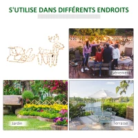 Outsunny Renne et traîneau lumineux de Noël avec 192 LED, décoration de Noël lumineuse pour intérieur et extérieur pelouse jardin(m-7)