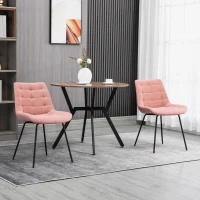 HOMCOM Lot de 4 chaises de salle à manger en tissu aspect velours capitonné et piètement métal noir 50 x 61 x 79 cm rose(m-2)