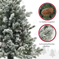 HOMCOM Weihnachtsbaum mit Tannenzapfen, schneebedeckt, flammenhemmend, stabil, Ø60 x 100H cm, Grün/Gold(m-5)