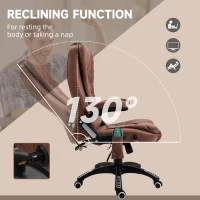 Vinsetto Massage Recliner Chair Heated Office Chair with Six Massage Points Microfiber Cloth 360° Swivel Wheels Brown(m-7)