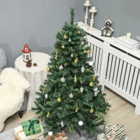 HOMCOM Weihnachtsbaum Christbaum künstlicher Weihnachtsbaum, inkl. Schmuck  95 cm x 95 cm x 150 cm, Grün(m-9)