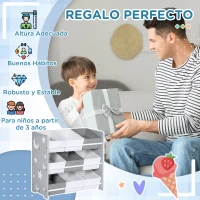 ZONEKIZ Organizador de Juguetes con 9 Cajas de Tela no Tejida Extraíbles para Dormitorio Guardería 63x30x60 cm Gris(m-6)