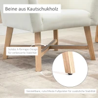 HOMCOM Esszimmerstuhl mit Armlehne Wohnzimmerstuhl Bürostuhl Polsterstuhl modern samtartiges Polyester Holz Cremeweiß 73 x 62 x 76 cm(m-5)