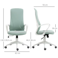 Vinsetto Fauteuil de bureau ergonomique avec accoudoirs et roulettes - fonction inclinaison et hauteur réglable - vert(m-3)
