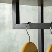 HOMCOM Clothes Rail, Metal Coat Stand, Garment Rack with 2 Fabric Storage Drawers, Single Wardrobe for Bedroom, Hallway, Rustic Brown and Grey(m-8)