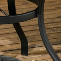 Outsunny Garden Table with Parasol Hole, Outdoor Dining Garden Table for Four Persons, Round Patio Table with Slatted Metal Top, Black(m-8)
