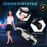 HOMCOM Macchina Elettrica per Bambini a 12V Licenza Lamborghini con Clacson e Telecomando, 107.5x63x42 cm, Bianca(m-5)
