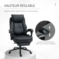 Vinsetto Chaise de bureau fauteuil de bureau ergonomique grand confort hauteur réglable dossier inclinable repose-pieds pivotant à 360 ° 73 x 66 x 118 cm noir(m-4)