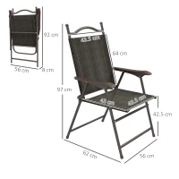 Outsunny Set of Two Folding Garden Chairs, with Fabric Mesh Seats - Dark Brown(m-3)