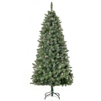 HOMCOM Sapin de Noël Artificiel Aspect enneigé 180H cm 50 Pommes de pin 718 Branches épines Imitation Nordmann Grand réalisme(m-10)