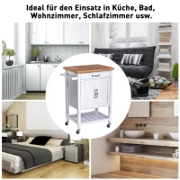 HOMCOM Küchenschrank Küchentrolley Rollwagen Servierwagen mit Schublade Holz weiß 65 x 48 x 90cm(m-6)