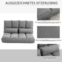 HOMCOM Bodenstuhl Bodensessel mit Liegefunktion Verstellbarer Rückenlehne Sitzkissen Relaxsessel zum Fernsehen, Lesen Meditationsstuhl Lazy Sofa Lesesessel für Meditation Yoga Büro Grau(m-6)