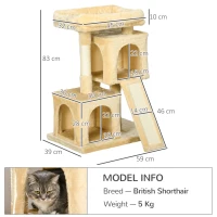 PawHut Sisal Cat Rest & Play Activity Tree w/ 2 House Cream White(m-3)