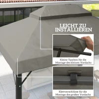 Outsunny Pavillon-Ersatzdach, 3 x 4 m, Ersatzplane mit Wasserablauf-Öffnungen, Polyester, Sonnenschutz, UPF30+, Hellgrau(m-5)