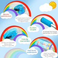 HOMCOM Trottinette pour enfants de 3 à 7 ans pliable roues lumineuses en PU musique 67 x 32 x 78 cm bleu(m-7)