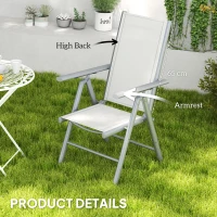 Outsunny Set of Two Aluminium Folding Chairs  - Light Grey(m-7)