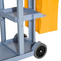 HOMCOM Chariot-poubelle chariot de nettoyage professionnel 3 plateaux sac grande résistance fourni jaune gris(m-5)