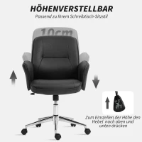 Vinsetto Bürostuhl, höhenverstellbar, atmungsaktiver Bezug, Wippfunktion, bis 120 kg, Schwarz(m-4)