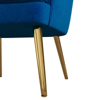 HOMCOM Fauteuil en velours chaise salon avec pieds acier doré fauteuil relax de salon arrondi 71 x 72 x 75 cm bleu(m-9)