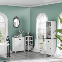 kleankin Estantería de Suelo para Baño de 3 Niveles Estante de Almacenaje Multiusos para Cocina Salón 32x30x82 cm Blanco(m-2)