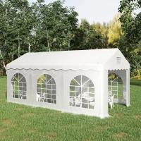 Outsunny 3 x 6 m Marquee Gazebo with Sides, Party Tent Canopy & Carport Shelter for Outdoor Event, Wedding, White(m-10)