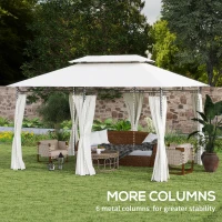 Outsunny 3 x 4m Metal Frame, Two-Tier Roof Gazebo - Cream White(m-5)