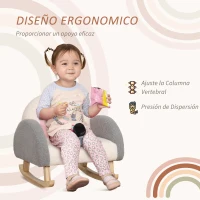 HOMCOM Mecedora Infantil Arcoíris Sillón para Niños +18 Meses con Asiento Acolchado y Reposabrazos 50x45x44cm Multicolor(m-6)