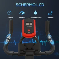 HOMCOM Cyclette da Casa con Resistenza Regolabile, Cyclette Professionale da Camera con Sella e Manubrio Regolabile, Monitor LCD, Sensore Battito Cardiaco Porta Celullare e Volano 6kg, Max.100kg(m-4)