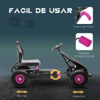 HOMCOM Coche de Pedales para Niños de 5-12 Años con Asiento Ajustable Neumáticos Inflables Amortiguador Carga 50kg Negro y Rosa(m-5)