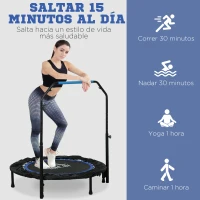 HOMCOM Cama Elástica Plegable Ø102 cm con Mango Ajustable  Marco de Acero para Entrenamiento Piernas Cuerpo Azul y Negro(m-7)