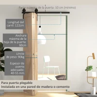 HOMCOM 4FT/122CM Herrajes para Puerta Corredera Plegable para 2 Puertas con Riel para Granero Negro(m-4)