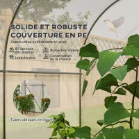 Outsunny Serre de jardin serre tunnel de Jardin dim. 3,5L x 3l x 2H m Porte + 6 fenêtres enroulables Acier galvanisé bâche PE Haute densité Blanc(m-4)