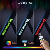 HOMCOM Scrivania Gaming con Luci LED RGB Regolabili e Gambe a K, in Legno e Acciaio, 120x60x75 cm, Nero(m-4)