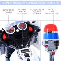 HOMCOM Moto Eléctrica Infantil Batería 6V Niños 3-8 años Coche Triciclo Niño con Caja de Almacenamiento Metal 112x51x73cm(m-4)