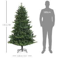 HOMCOM Albero di Natale Artificiale Alto 180 cm con 818 Rami e Base in Acciaio per Interni, Verde(m-3)