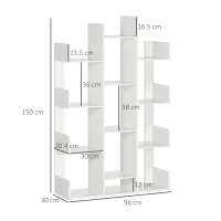 HOMCOM Mobile Libreria ad Albero con 13 Ripiani in Legno Truciolare, 96x30x150cm(m-3)