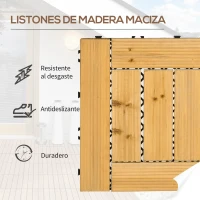 Outsunny Set de 27 Losetas de Madera de Exterior Área de 2,43 m² con Sistema de Clic para Terraza Jardín 30x30 cm Natural(m-4)