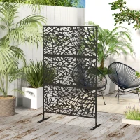 Outsunny Metal Decorative Privacy Screen Outdoor Divider, Black Twisted Lines(m-10)