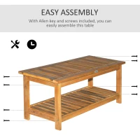 Outsunny 45 x 90cm Acacia Wood Two-Tier Garden Table(m-4)