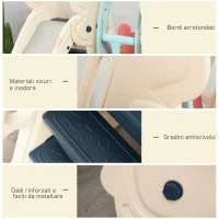 HOMCOM Scivolo 3 in 1 per Bambini con Altalena Regolabile, Canestro e Palle per Cameretta e Giardino, 160x220x120cm, Bianco, Azzurro e Grigio(m-8)