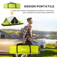 Outsunny Tenda da Campeggio 6 posti con 2 Spazi Separati, in Poliestere e Fibra di Vetro, 450x215Px180 cm, Verde(m-7)