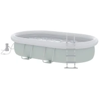 Outsunny Piscine rectangulaire hors sol avec structure en acier pompe de filtration échelle bâche 540 x 304 x 106 cm gris(m-1)