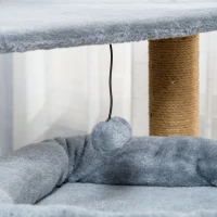 PawHut Tiragraffi per Gatti con Pali in Juta, Casetta e Cuscino, Rivestimento Peluche, Altezza 84cm, Grigio(m-8)