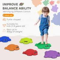 AIYAPLAY 6-Piece Balance Stepping Stones with Non-Slip Edge, Indoor Outdoor Obstacle Courses for Ages 3-8 Years, Multicoloured(m-4)