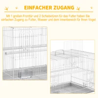 PawHut Vogelkäfig Vogelbauer Vogelvoliere Käfig Bauer Vogelhaus Vogel Sitzstange 60 cm x 41 cm x 41 cm(m-5)