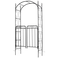 Outsunny Arco de Jardín con Doble Puerta Enrejado de Metal 108x45x215 cm con Cerradura para Plantas Trepaderas Enredaderas Exterior Patio Césped Boda Color Negro Mate(m-1)