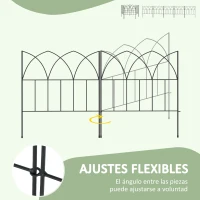 Outsunny Set de 5 Vallas Decorativas para Jardín de Metal 205x45,5 cm Combinación Libre Barrera para Animales Negro(m-5)