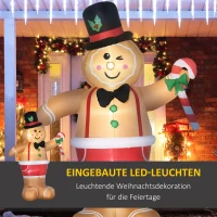 Outsunny Aufblasbare Weihnachtsfiguren Aufblasbarer Lebkuchenmann, 2 m, inkl. Gebläse, Mehrfarbig(m-4)