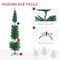 HOMCOM Sapin de Noël artificiel lumineux en forme de crayon 180 cm 150 lumières multicolores 390 branches base en acier vert(m-7)